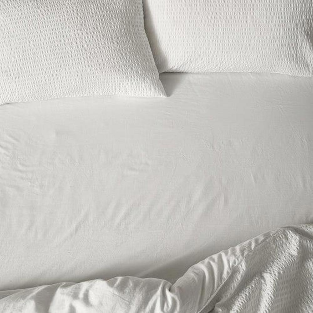 Yard Hebden Washed Cotton Fitted Sheet Chalk